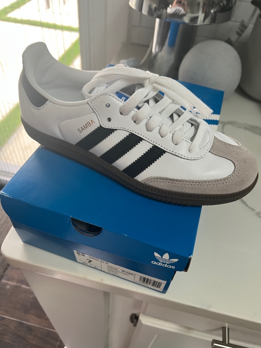 adidas Samba White Black Gray Athletic Shoes